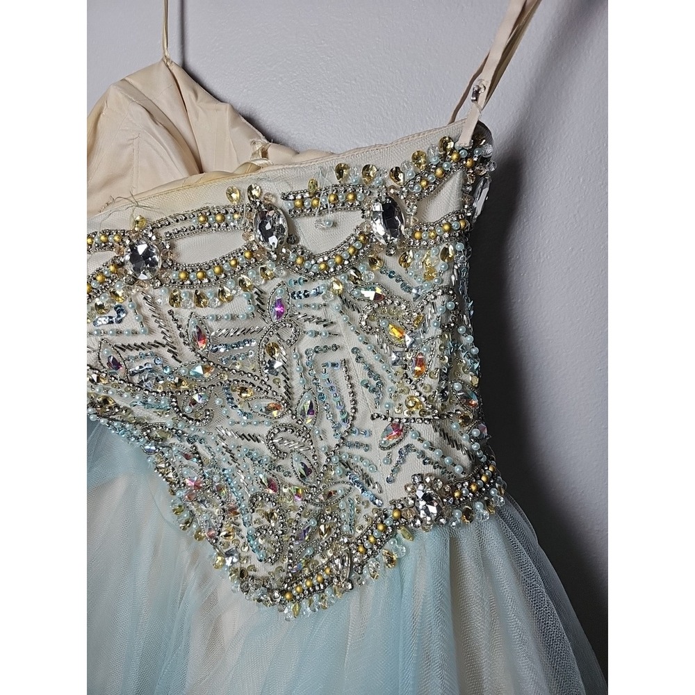 Glamour by Terani Couture Strapless Beaded Prom Pageant Dress Sz 0 W/Flaws - Picture 7 of 16